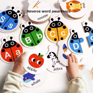 Puzzle Gărgărițe tip Montessori asociere litere și animale, 52 piese #JJ5075 - Img 3