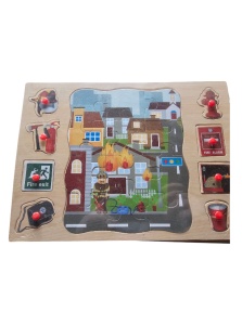 Puzzle incastru 2 in 1 din lemn tip Montessori : Pompieri și Siguranță #JJ5063 - Img 3
