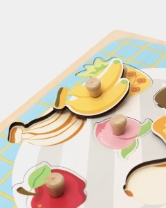 Puzzle Incastru Montessori din Lemn cu Maner: Fructe, 9 piese #JJ5324 - Img 5