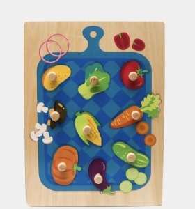 Puzzle Incastru Montessori din Lemn cu Maner: Legume, 9 piese #JJ5450 - Img 6