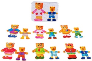 Puzzle Magnetic din Lemn Imbraca Familia Ursuletilor, in Cutie Metalica, 35piese #JJ5653 - Img 2