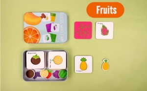 Puzzle Montessori de asociere în cutie metalică Guess Who I Am, Fructe, 24 piese #JJ5028 - Img 3