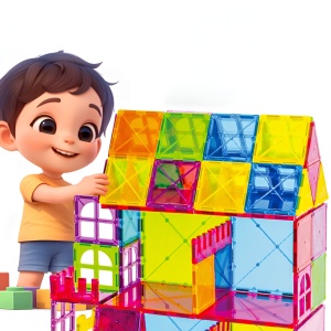 Set 120 Piese Magnetice de Constructie, Magnetic Titles, Forme Geometrice, ABS, Multicolor #JJ5175 - Img 5