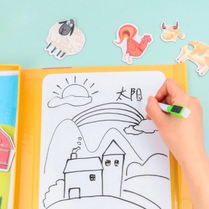 Set 2 in 1, Puzzle Magnetic si tablita de scris, Model Animale Domestice #JJ5552 - Img 6