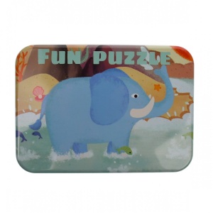 Set 5 Puzzle-uri cu Piese Mari in Cutie Metalica , Animale din Savana #JJ5651 - Img 7
