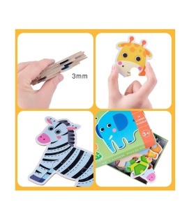 Set 6 Puzzle-uri cu Piese Mari, din carton gros - Animale din Savana #JJ5088 - Img 8