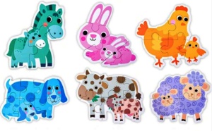 Set 6 Puzzle-uri cu Piese Mari, din carton gros - Animale Domestice #JJ5098 - Img 4
