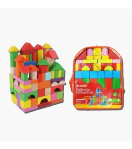 Set Cuburi de Construit din Lemn in Rucsac, Multicolor #JJ5414 - Img 2