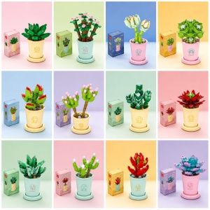 Set de Constructie cu 12 Plante Suculente in Ghiveci, ambalate individual, din ABS, compatibile Lego #JJ5631 - Img 2