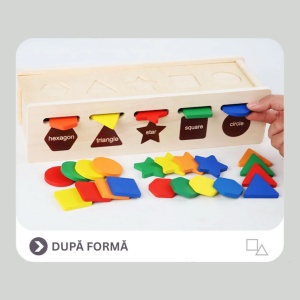 Sortator forme și culori din lemn tip Montessori #JJ5081 - Img 4