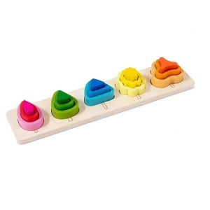 Sortator Multistrat tip Montessori cu Forme Asimetrice, Model Copaci, 16 piese #JJ5167