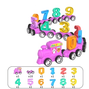 Trenulet Magnetic cu Numere 0-9, Locomotiva si 10 Vagoane, Plastic, Multicolor #JJ5437 - Img 6