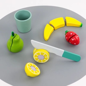 Blender cu Fructe de Taiat si Accesorii, din Lemn, Joc de Rol, KABI, nunate Pastel #JJ5668 - Img 5