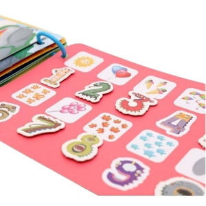 Carte interactiva Quiet Book Montessori, piese cu scai reutilizabile, 10 pagini #JJ5656 - Img 5
