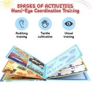 Carte interactiva Quiet Book Montessori, piese cu scai reutilizabile, In jurul Lumii, 10 pagini, #JJ5664 - Img 7