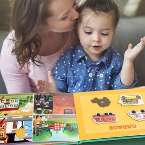 Carte interactiva Quiet Book Montessori, piese cu scai reutilizabile, Vehicule si Masini, 10 pagini, #JJ5663 - Img 6