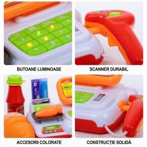 Casa de marcat Interactiva cu Lumini,Sunete, Produse alimetare, Scanner, calculator #JJ5574 - Img 4