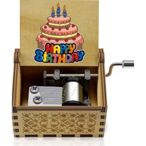 Cutie Muzicala Manuala Vintage, din Lemn, melodie “Happy Birthday” #JJ5330