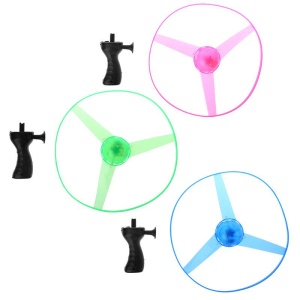 Disc Zburător cu lumini și lansator manual din plastic, Verde #JJ5111 - Img 4