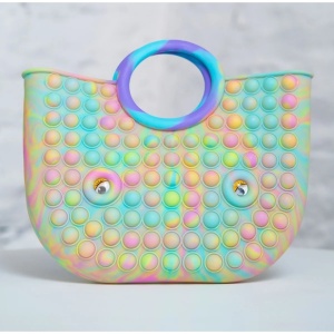 Geanta din Silicon tip Jucarie Antistres Pop It, 28 cm, Multicolor #JJ5618