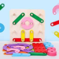 Geoboard Creativ din Lemn, tip Montessori, 25 piese, multicolor #JJ5148 - Img 6