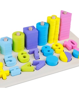 Joc logaritmic din lemn tip Montessori, sortator culori, forme, cifre, fracții si operatii matematice #JJ5044 - Img 7