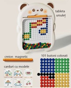 Joc Mozaic Magnetic capsat cu Creion, 40 modele, 101 butoni colorati #JJ5549 - Img 3