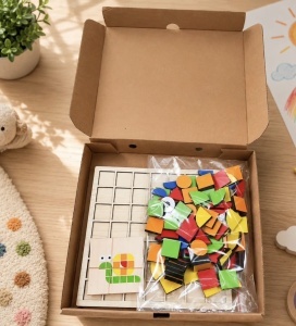 Joc Mozaic Puzzle din Lemn, 120 piese, tip Montessori #JJ5594 - Img 3