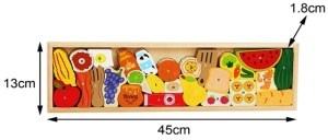Joc puzzle Montessori Alimente din lemn, tip tetris, 26 piese 3D #JJ5038 - Img 2