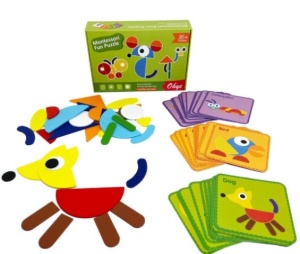 Joc Tangram Montessori din Lemn, 39 piese, Multicolor #JJ5454 - Img 9