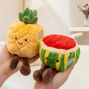 Jucarie de Plus Ananas pufos cu fata zambitoare, 16 cm, #JJ5576 - Img 2