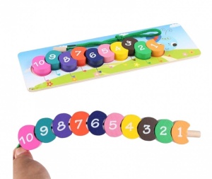 Jucarie Omida de Lemn cu Numere si Siret, 30 cm, Multicolor #JJ5412 - Img 3