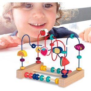Labirint Montessori din Lemn pentru motricitate, cu Abac, Fructe si numaratoare, Multicolor #JJ5164 - Img 8