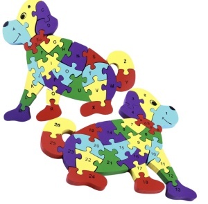 Puzzle 3D din lemn Catel fata/verso cu Alfabet/ Numere, 26 piese, multicolor #JJ5561 - Img 6