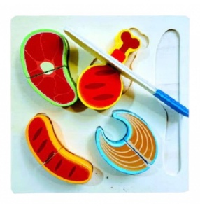 Puzzle 3D din Lemn Model Alimente cu Scai si Cutit de Feliat, 10 piese, tip Montessori #JJ5423 - Img 5