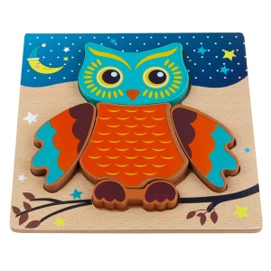 Puzzle 3D din Lemn Model Bufnita, 5 piese, tip Montessori #JJ5638 - Img 7