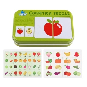 Puzzle Cognitiv Asociere in Cutie Metalica , Fructe si Legume, 32 piese #JJ5312 - Img 3