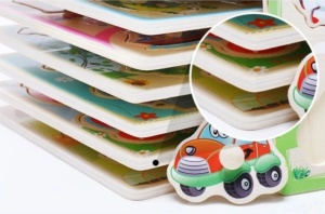 Puzzle incastru din lemn cu mâner Mijloace de transport #JJ5052 - Img 3