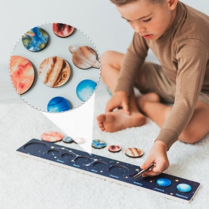 Puzzle Incastru Educativ din Lemn: Planetele Sistemului Solar #JJ5513 - Img 4