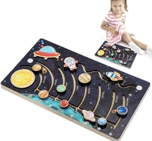 Puzzle Labirint 3D din Lemn, tip Montessori, Sistemul Solar #JJ5568 - Img 9
