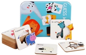 Puzzle Montessori de asociere în cutie metalică Guess Who I Am, Animale, 24 piese #JJ5023 - Img 2