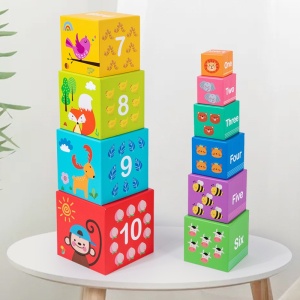Set 10 Cutii de Stivuit, Invatare Numere, Animale, Multicolor #JJ5459 - Img 2
