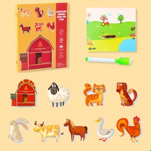 Set 2 in 1, Puzzle Magnetic si tablita de scris, Model Animale Domestice #JJ5552 - Img 3