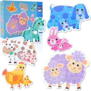 Set 6 Puzzle-uri cu Piese Mari, din carton gros - Animale Domestice #JJ5098 - Img 5
