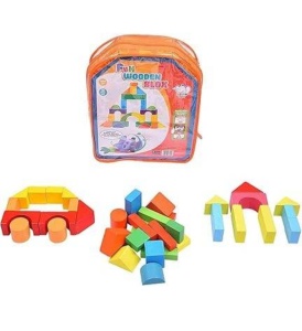 Set Cuburi de Construit din Lemn in Rucsac, Multicolor #JJ5414 - Img 3