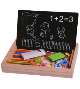 Set de educativ magnetic multifuncțional cu tablă dublă pt cretă și marker, numere, semne și bețișoare aritmetice #JJ5093 - Img 6