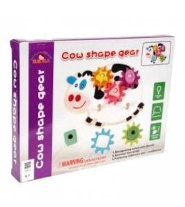 Sortator din Lemn Vacuta cu Roti Dintate, forme geometrice, tip Montessori, Multicolor #JJ5424 - Img 6