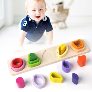 Sortator Multistrat tip Montessori cu Forme Asimetrice, Model Fructe, 16 piese #JJ5168 - Img 5