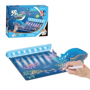 Tabla Magica cu desene 3D Magic Light Box cu ochelari 3D, model Ocean #JJ5252