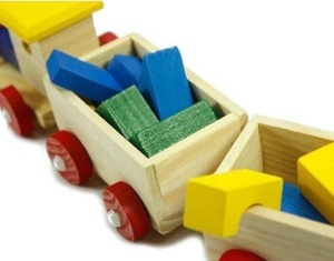 Trenulet din Lemn cu Forme Geometrice, Locomotiva si 2 Vagoane #JJ5408 - Img 5